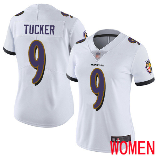 Baltimore Ravens Limited White Women Justin Tucker Road Jersey NFL Football 9 Vapor Untouchable